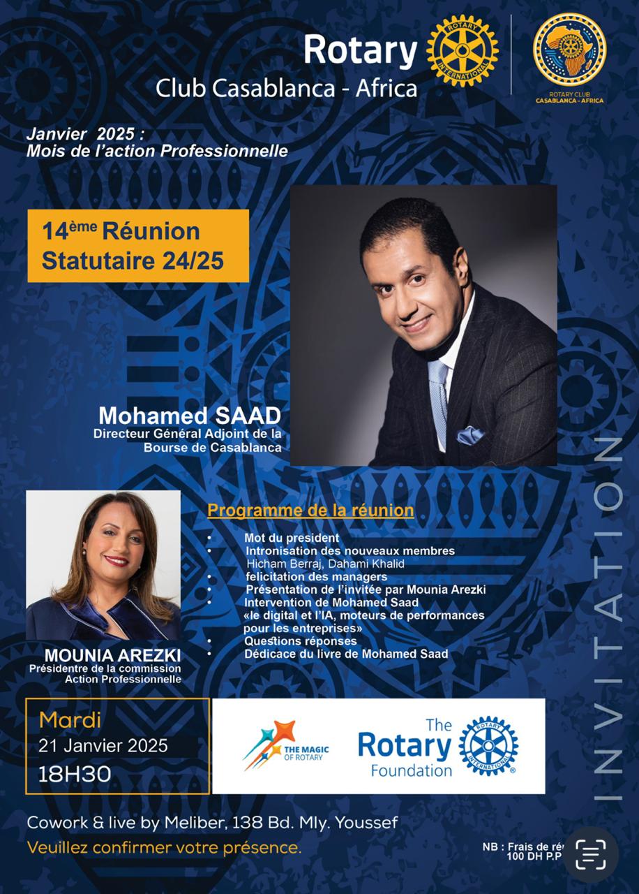 Rotary club Casablanca - Africa, 14ème Réunion Statutaire 24/25